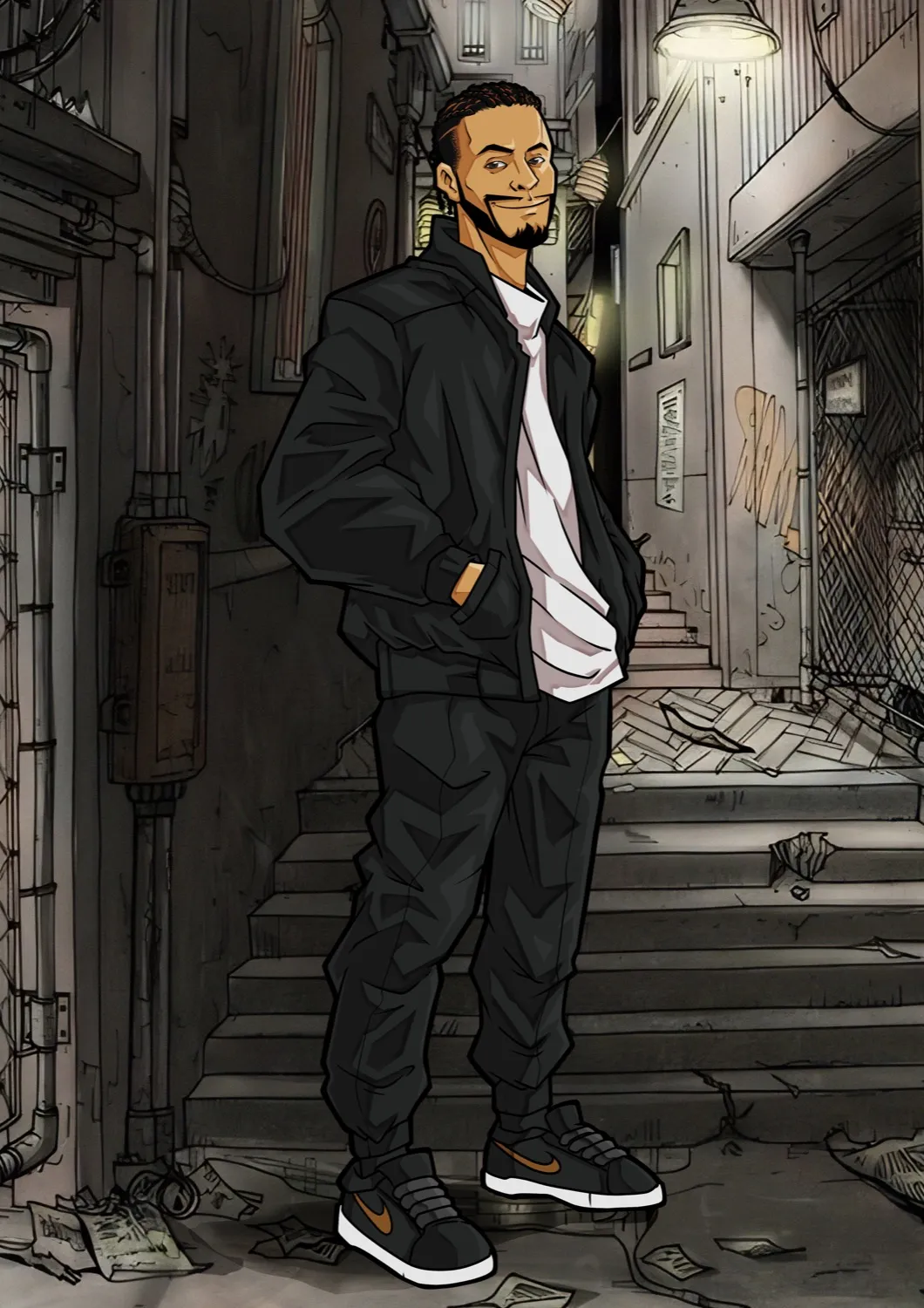 Back Alley Cool, hand-drawn character illustration