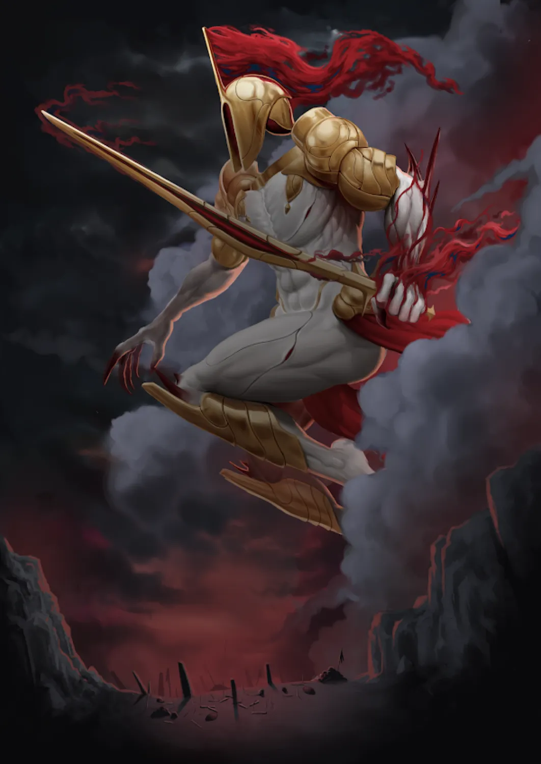 Aries — God of War, hand-drawn mythology illustration