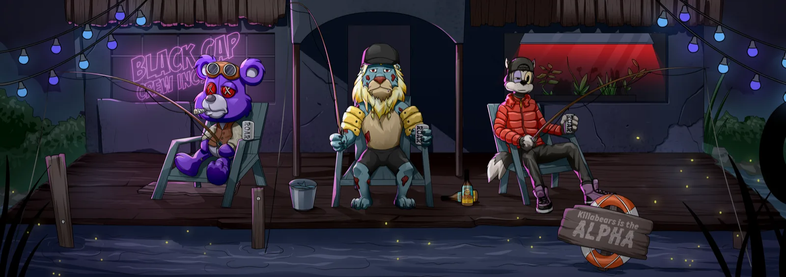 Black Cap Crew, hand-drawn concept scene illustration
