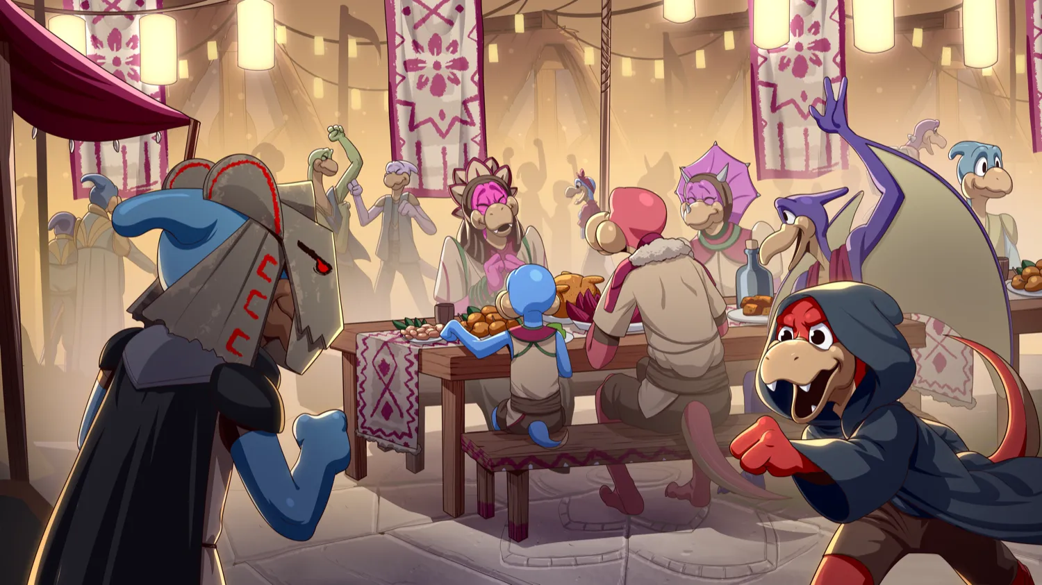 The Feast, hand-drawn concept scene illustration