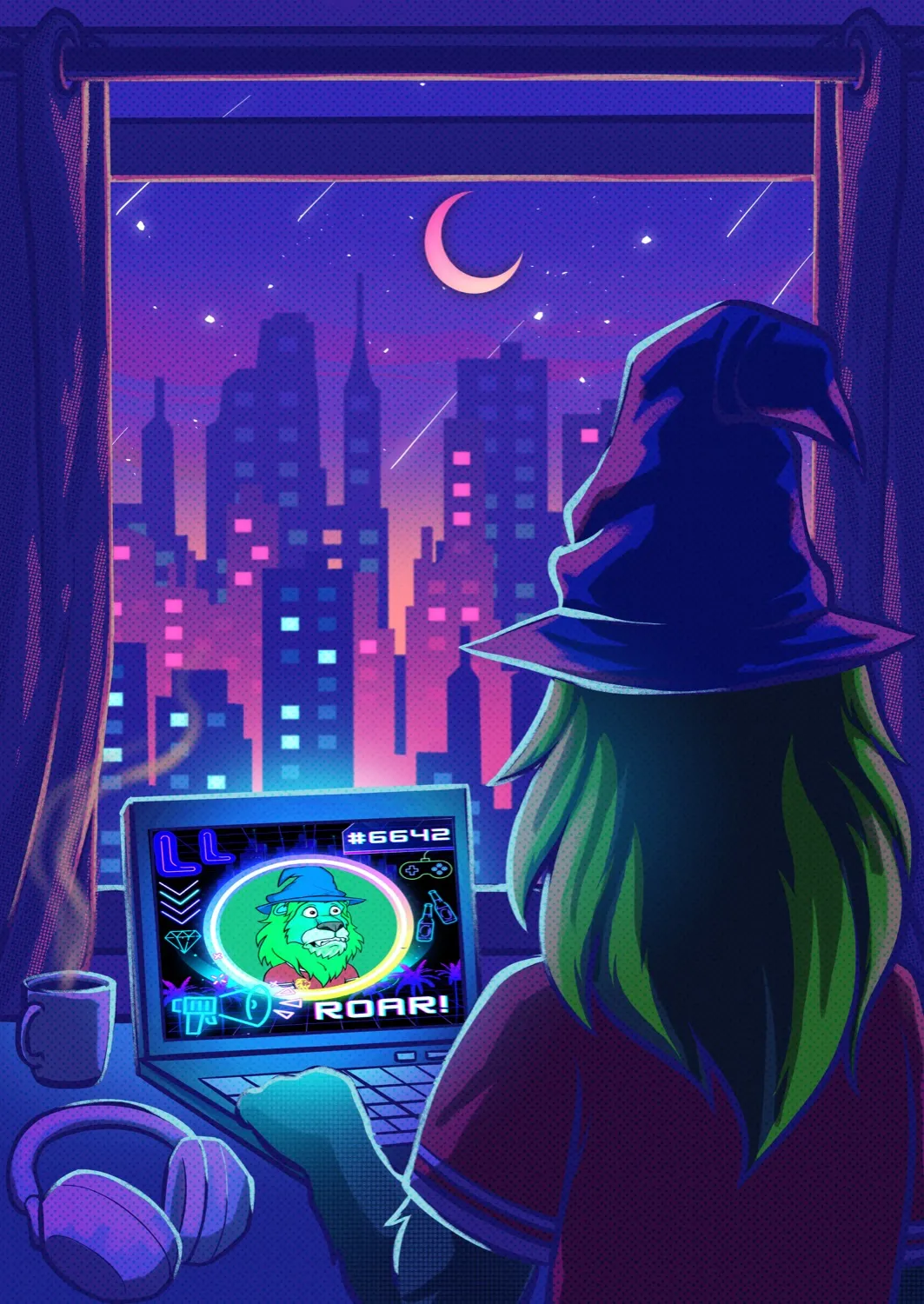 Lofi Nights, hand-drawn character illustration