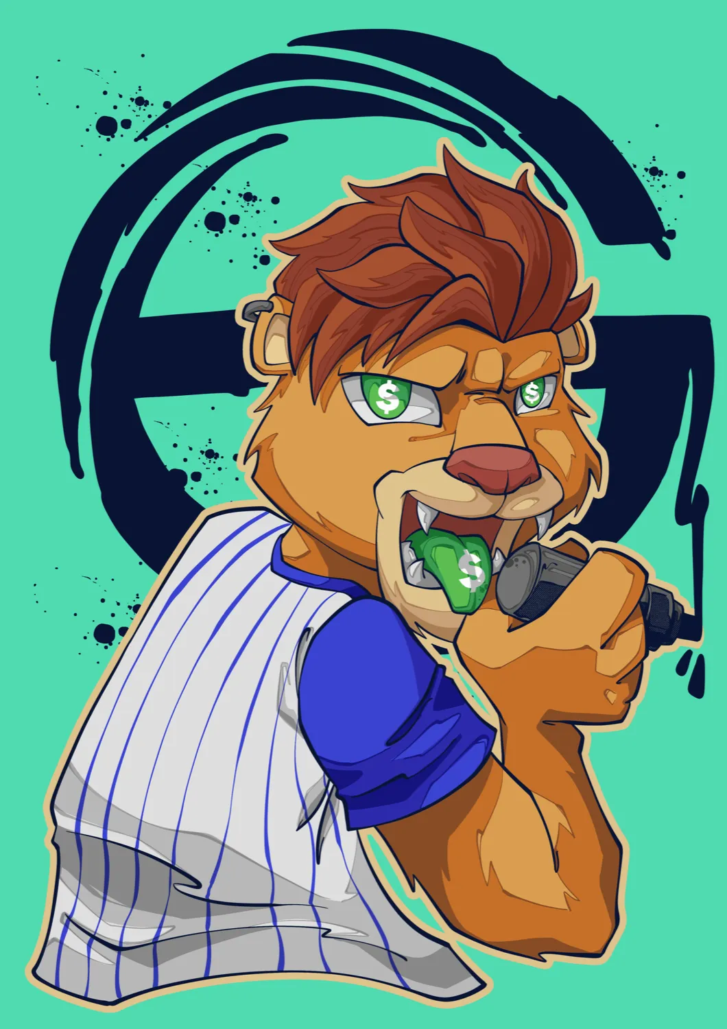 Mic Drop, hand-drawn mascot illustration