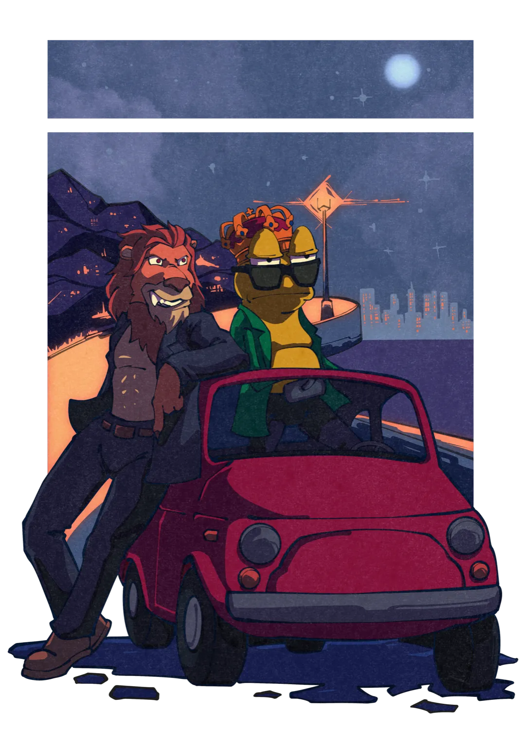 Night Ride, hand-drawn concept scene illustration