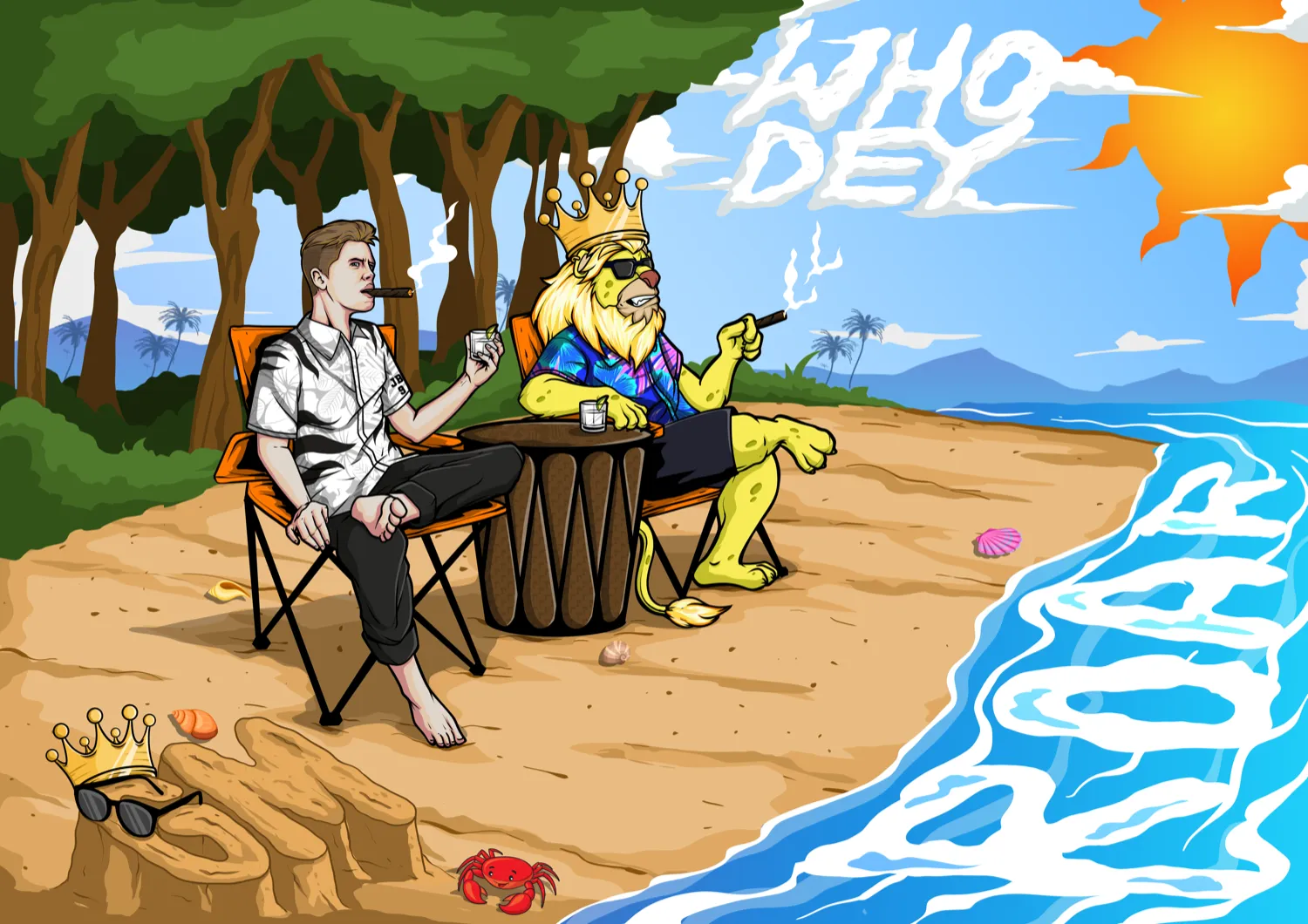 Who Dey, hand-drawn character illustration